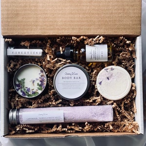 Ontspannende lavendel-spaset | Spa-geschenkdoos | Verwenbox | Geschenkdoos voor dames | At Home Spa-geschenkdoos | Gepersonaliseerde geschenkdoos | Zelfzorgpakket