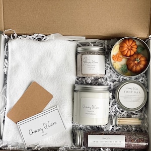 Conjunto de presentes de spa de outono | Caixa de cuidados com a pele | Presente para seu ente querido | Conjunto de presentes de outono | Pacote de cuidados | Enviando abraços calorosos | Pacote de cuidados de spa
