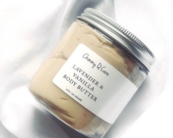 Bio-Lavendel & Vanille Körperbutter, aufgeschlagene Sheabutter, Bio-Körperbutter, Körperlotion, Feuchtigkeitscreme Bei Ekzemen, Geschenk für sie