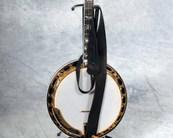 Lakota Leathers 2" Cradle Bison (buffalo) Leather Banjo Strap BLACK