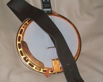 Lakota Leathers 2" NON Cradle Bison (buffalo) Leather Banjo Strap CHCOLATE