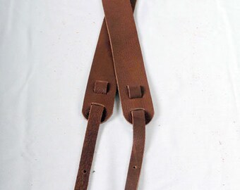 Lakota Leathers 3" NON Cradle Bison (buffalo) Leather Banjo Strap CHCOLATE