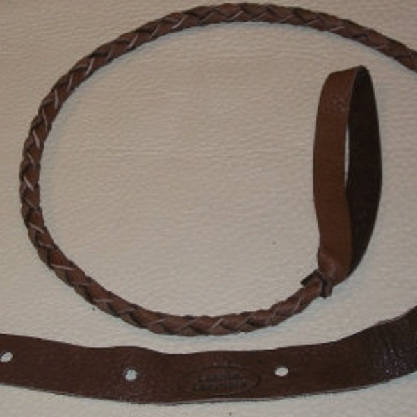 Lakota Leathers Round Braided  Leather MANDOLIN or  UKULELE Strap (Chocolate)