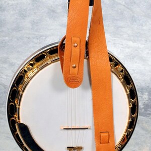 Lakota Leathers 3 Cradle Bison buffalo Leather Banjo Strap SPRUCE image 2