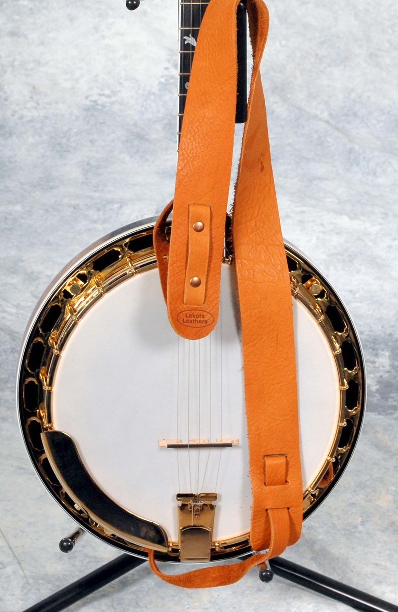 Lakota Leathers 3 Cradle Bison buffalo Leather Banjo Strap SPRUCE image 2