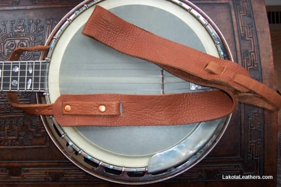 Classic Black Banjo Strap Hand Made in USA of Black Vegan Leather 
