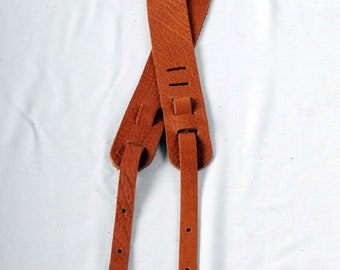 Lakota Leathers 3" NON Cradle Bison (buffalo) Leather Banjo Strap TOBACCO