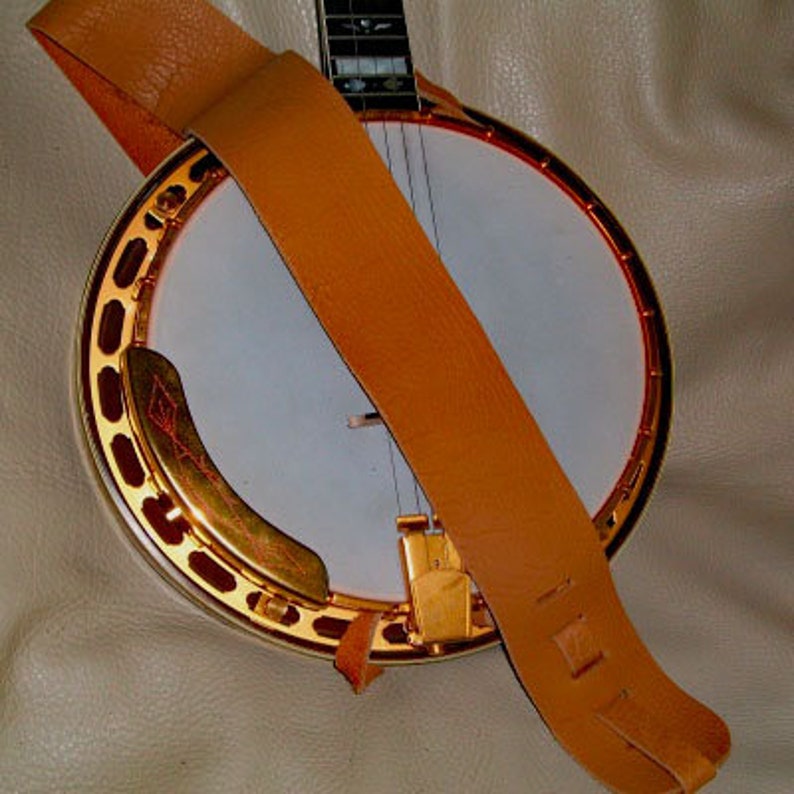 Lakota Leathers 3 Cradle Bison buffalo Leather Banjo Strap SPRUCE image 1