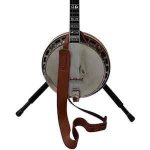Lakota Leathers 2" Cradle Bison (buffalo) Leather Banjo Strap - TOBACCO