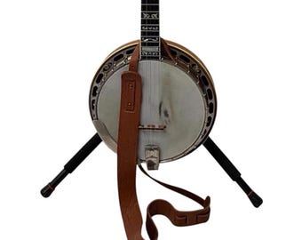 Correa para banjo Lakota Leathers de 2" de cuero de búfalo (Briddle) - TABACO