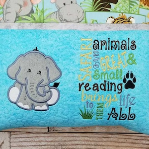 Safari Storybook Pillow Designs - 5x7 Design - INCLUDES 2 DIGITAL DESIGNS - Elephant Applique - Safari Wording - Safari Theme