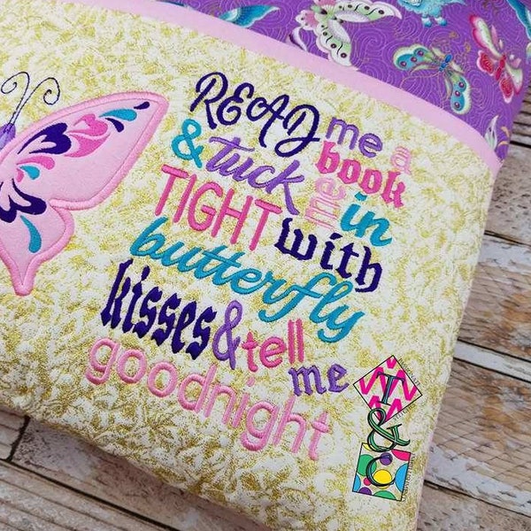 Butterfly Kisses Wording Storybook Pillow Design - 5x7 Design - WORDING ONLY - Pocket Pillow Design - Words Template - Subway Art Template