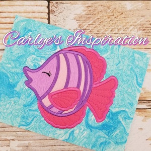 Girl Fish Applique Embroidery Design - 5x7 design - Embroidery - Applique - DIGITAL DESIGN ONLY - Nautical - Pocket Pillow Addon - Fish