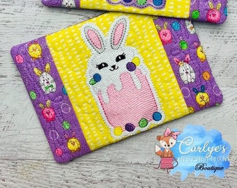 Bunny Cup COMPLETELY In The Hoop Mug Rug Design - Easter - 5x7 & 6x10 - Embroidery - ITH - Tutorial Included