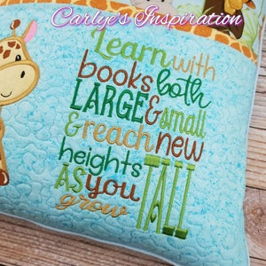 Reach New Heights As You Grow Tall Wording Storybook Pillow Design - 5x7 Design - WORDING ONLY - Pocket Pillow Design - Safari - Giraffe