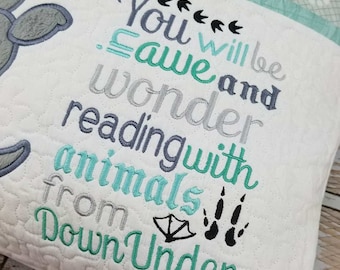 Down Under. Wording Storybook Pillow Design - 5x7 Design - WORDING ONLY - Pocket Pillow Design - Kangaroo - Marsupial - Words Template