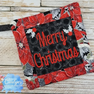 Merry Christmas In The Hoop Potholder Design - 8x10 AND 6x10 Design - Embroidery - In the Hoop - Step by Step Picture Tutorial Included