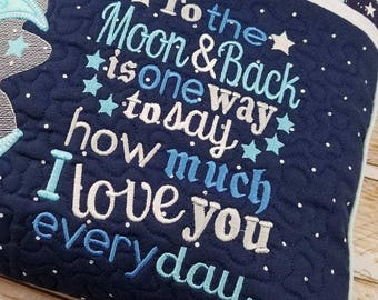 To the Moon & Back Wording Storybook Pillow Design - 5x7 Design - WORDING ONLY - Pocket Pillow Design - Words Template - Love Moon and Back