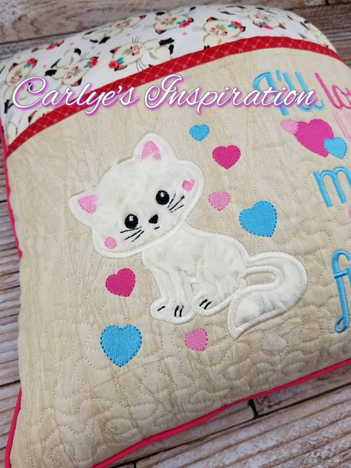 Valentine Cat Applique Design - 5x7 Design - Embroidery - Applique ...