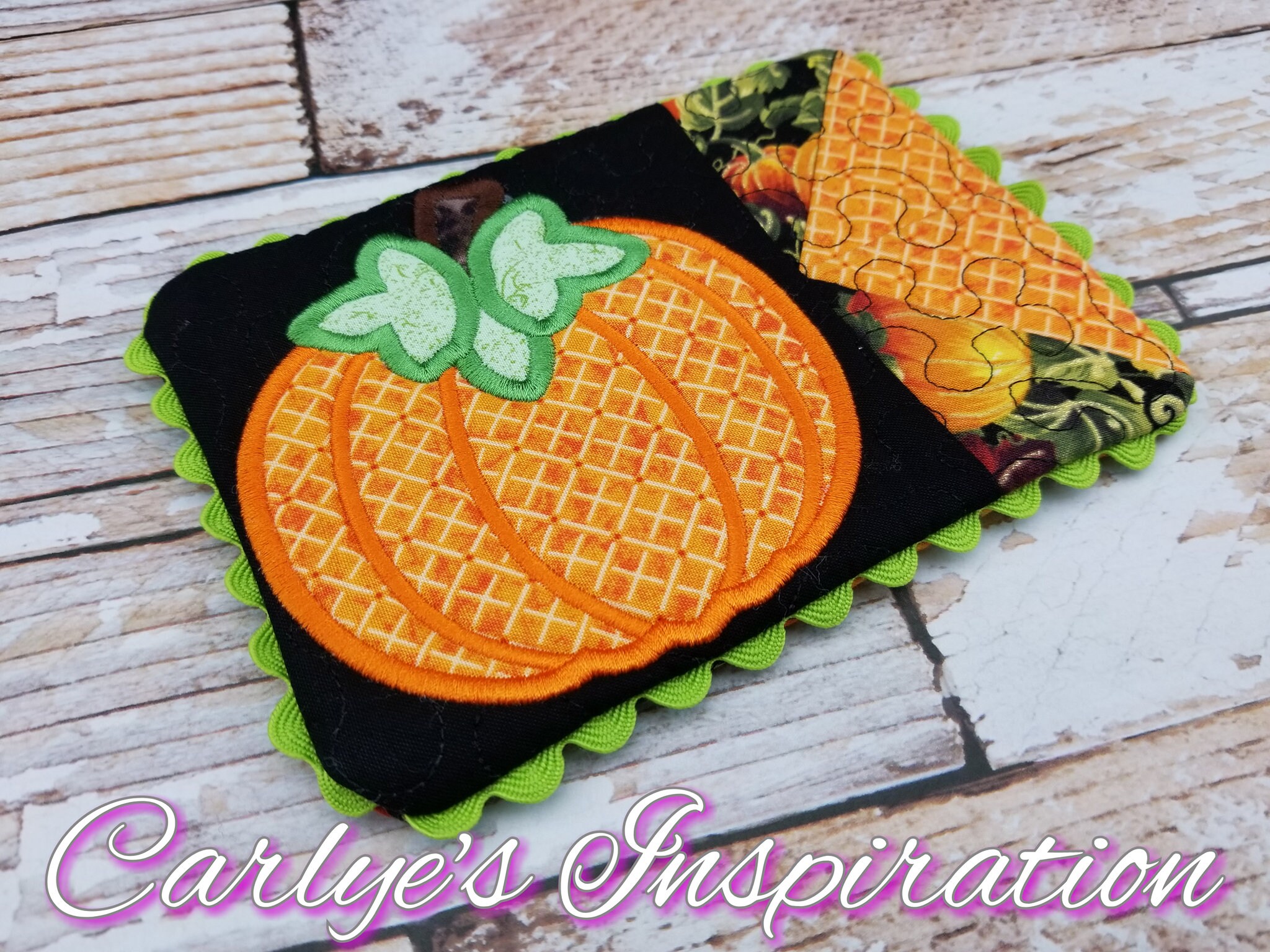 Pumpkin in the Hoop Mug Rug Design - 5x7 Design - Embroidery - Fall ...