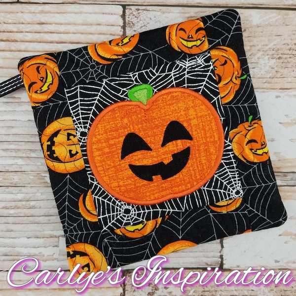 Halloween Pumpkin ITH Potholder Design- 6x10 E 8x10 Design - Ricamo - Halloween - Nel cerchio - Step by Step Picture Tutorial incluso