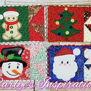 Christmas Bundle In The Hoop Mug Rug Design - 5x7 Design - Embroidery - Christmas - In the Hoop - Step by Step Picture Tutorial Included