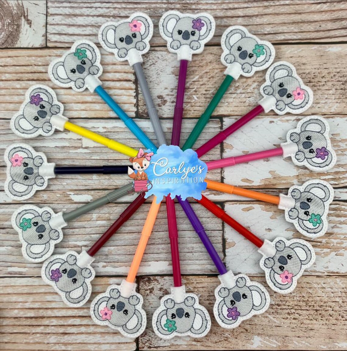 Koala Pencil Topper Design 4x4 Design Embroidery in the Etsy