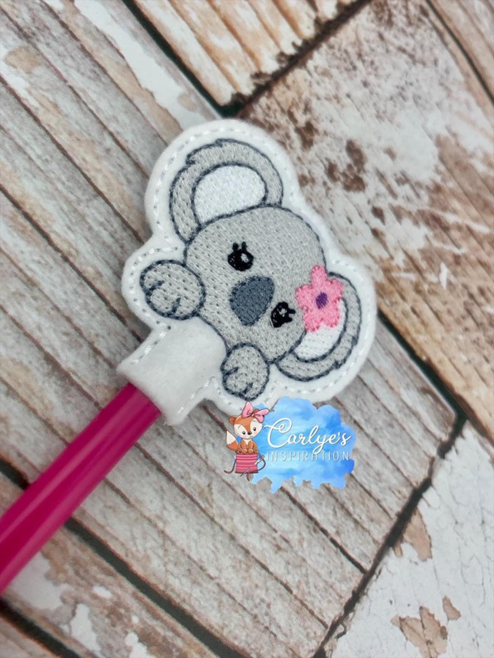 Koala Pencil Topper Design 4x4 design Embroidery In the Etsy