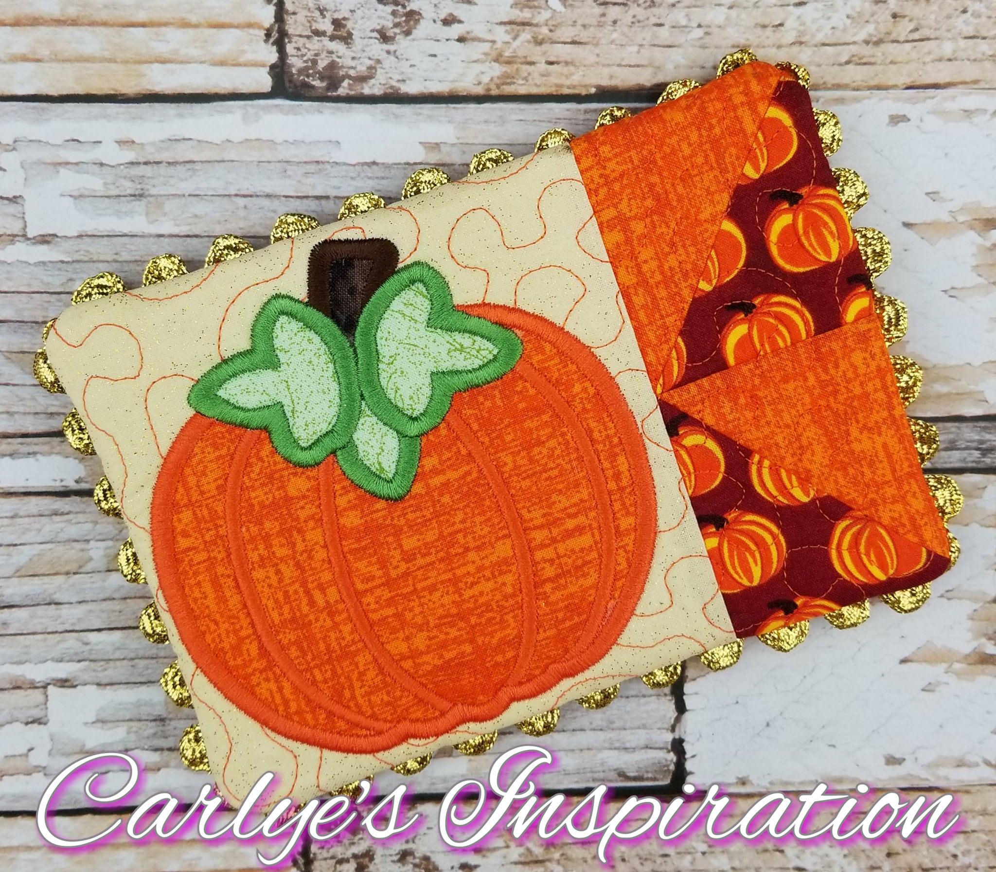 Pumpkin in the Hoop Mug Rug Design 5x7 Design Embroidery Etsy