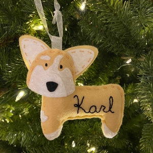 Custom Felt Corgi Ornament, Christmas Ornament, Pet Ornament, Corgi Gift, Personalized Dog Ornament, Corgi Owner, Corgi ornament, Pet Loss