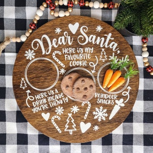 Santa Treat Tray. Milk & Cookies. Cookies for Santa. Santa Cookie Tray. Reindeer Treats. Christmas Eve. Wooden Tray. Personalized tray.