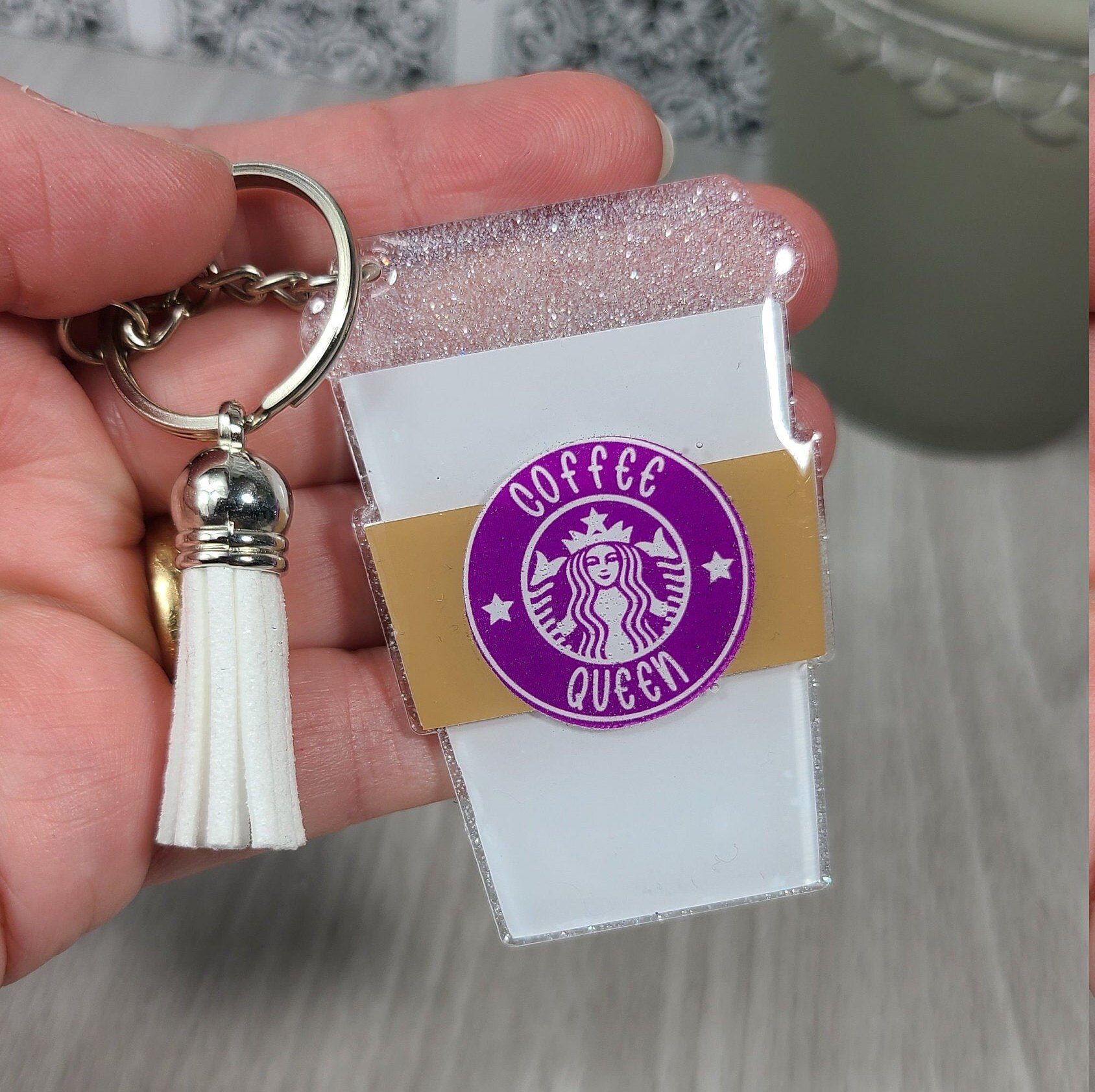 Coffee Cup Keyring. Coffee Cup Keychain. Coffee Queen. Coffee Etsy Canada