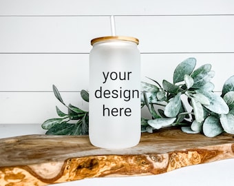 Frosted Beer Can Glass, Custom Glass, Custom Design, 18oz, Reusable Cup