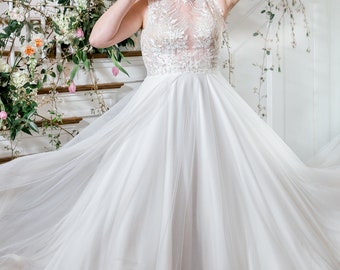 Windham Lace and Tulle A line Wedding Dress