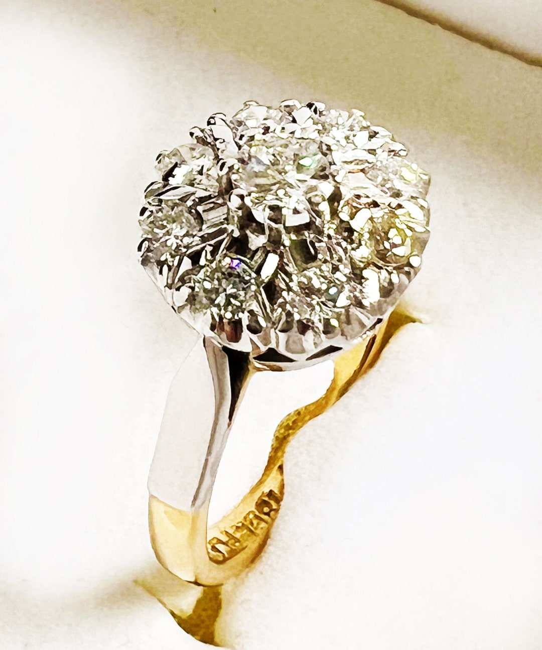 Diamond Ring Vintage Gold, Engagement Ring, Gold and Platinum Diamond