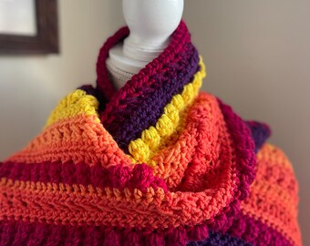 Crochet Scarf Angled Edges in Fall Colors