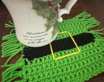 Crochet Elf Mug Rug PDF Pattern