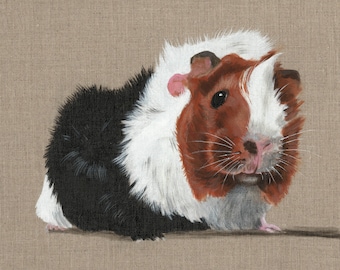Guinea-pig, guinea-pigs, acrylics, acrylic paint, linen, art print, limited edition, print, Giantmousie