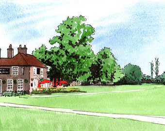 Wallingford, Coach and Horses, pubs, country pubs, Kinecroft, mounted print, pen and ink, ink and watercolour, Oxfordshire, Giantmousie