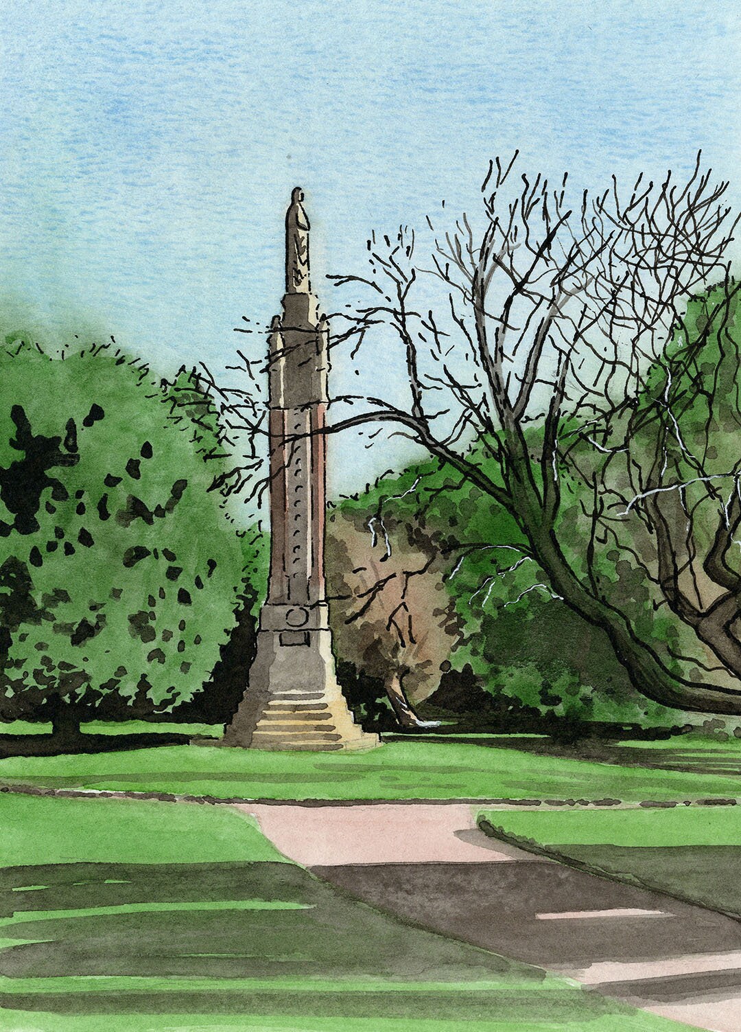 Abingdon Print, Albert Park, Albert Memorial, Statue, Mounted Print