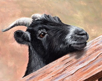 Goat, pygmy goat, goats, farm animals, chalk pastels, pastel, acrylic paint, art print, limited edition