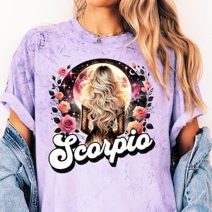 Pacote PNG do Zodíaco Retro | Sublimação de Signos Astrológicos de Menina Loira | Clipart de Signo do Zodíaco | Presente de Escorpião | Presente de Aniversário de Sagitário para Ela