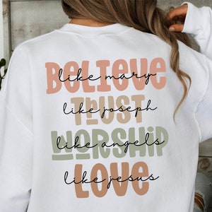 Geloof zoals Maria PNG | Christelijke PNG | Religieus overhemd | Jezus sublimatieontwerp | Cricut gesneden bestand | Kerkgeschenk | Boho Faith DIY downloaden