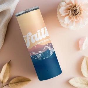 La foi peut déplacer des montagnes à thème emballage pour gobelet | Gobelet fin 20 oz design sublimation | Téléchargement instantané | Gobelet chrétien | Cadeau pour maman