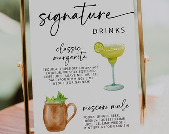 Bohemian Wedding Signature Drink Sign: Editable Bar Menu (DIY Canva)