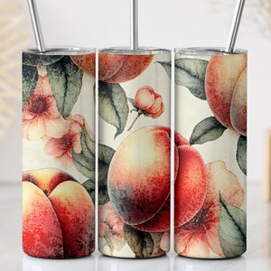 Rustic Peaches Tumbler Wrap: 20 oz Skinny Tumbler Sublimation (Digital Download)
