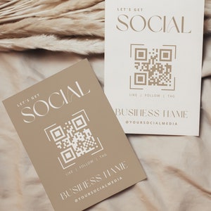 Boho QR Code Social Media Sign: Editable Salon Template (5x7 in, Digital Download)