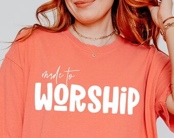 Retro Made to Worship PNG: Christliches Shirt Design (Digitaler Download)