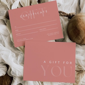 PEACHY PINK Boho Gift Certificate Printable Template Bundle | DIY Gift Voucher | Editable Gift Card | Spa Salon Certificate Canva Pro Bundle