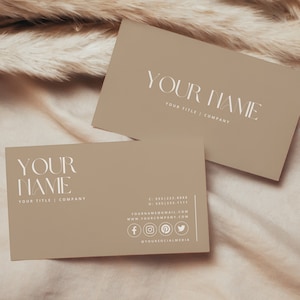 Modèle DIY pour carte de visite bohème | Carte imprimable | Petite entreprise beige | Image de marque d'entreprise | de visite minimaliste | TÉLÉCHARGEMENT IMMÉDIAT
